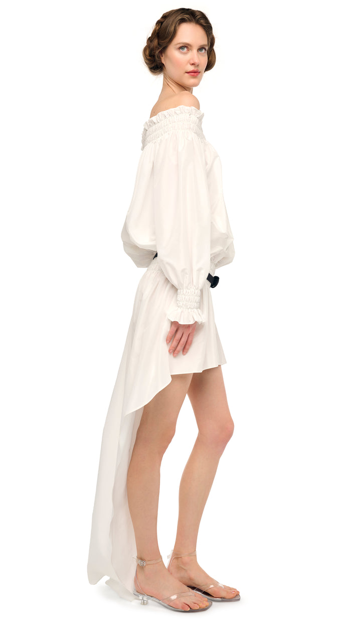 Norma Kamali Long Sleeve Peasant Hi Low Dress
