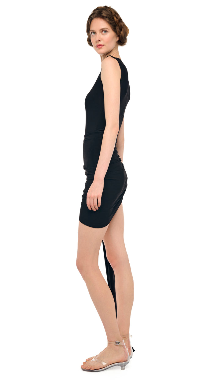 SIDE DRAPE MINI DRESS W/ BOW #2