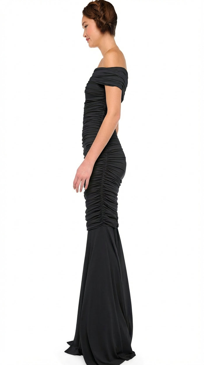 SLEEVELESS COWL NECK SIDE SHIRRED FISHTAIL GOWN #2