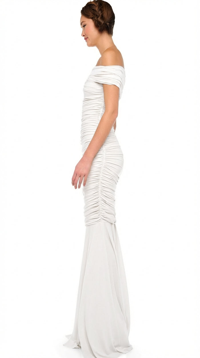 SLEEVELESS COWL NECK SIDE SHIRRED FISHTAIL GOWN #2