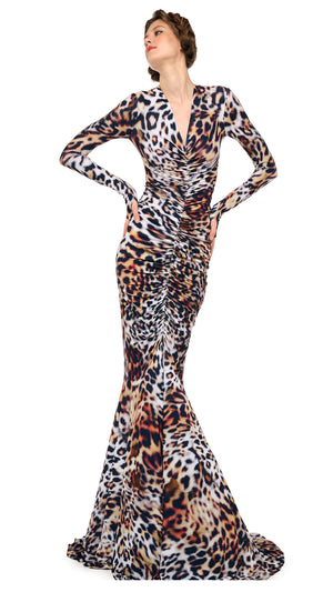 SHIRRED FRONT FISHTAIL GOWN #1 Thumbnail