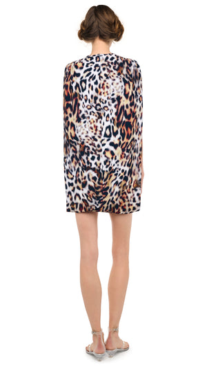 SLEEVELESS CAPE COCOON MINI DRESS #4 Thumbnail