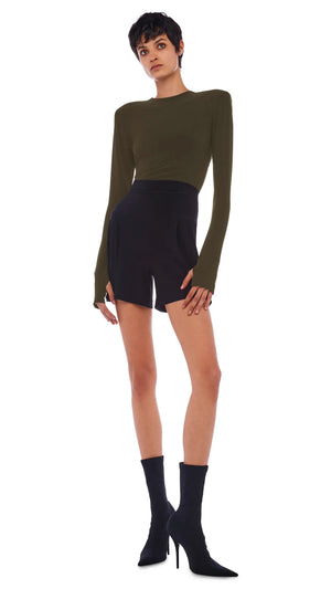 SHOULDER PAD LONG SLEEVE CREW TOP #1 Thumbnail