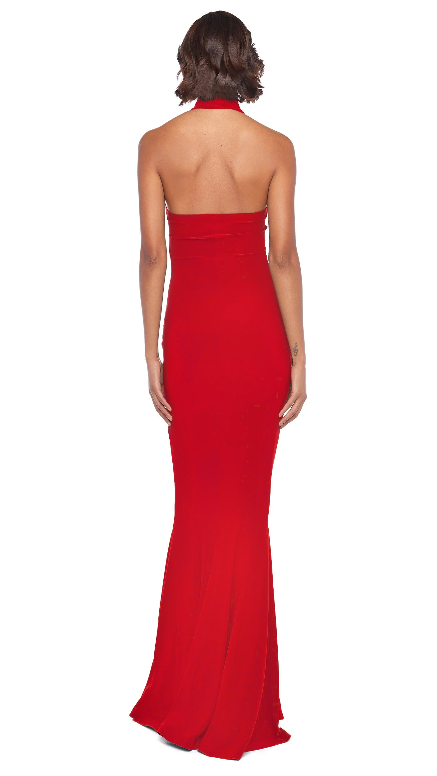 Norma Kamali Halter Turtle Fishtail Gown - Tiger Red / size XL Norma Kamali Halter Turtle Fishtail Gown - Tiger Red / size XL
