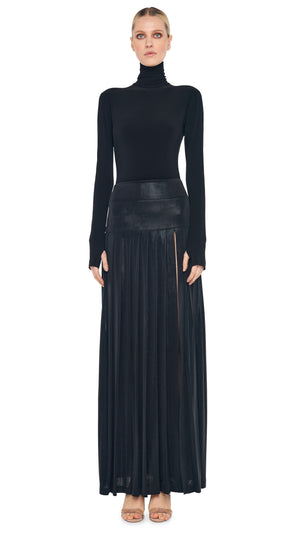 PLEATED LONG SKIRT WITH SLIT #1 Thumbnail