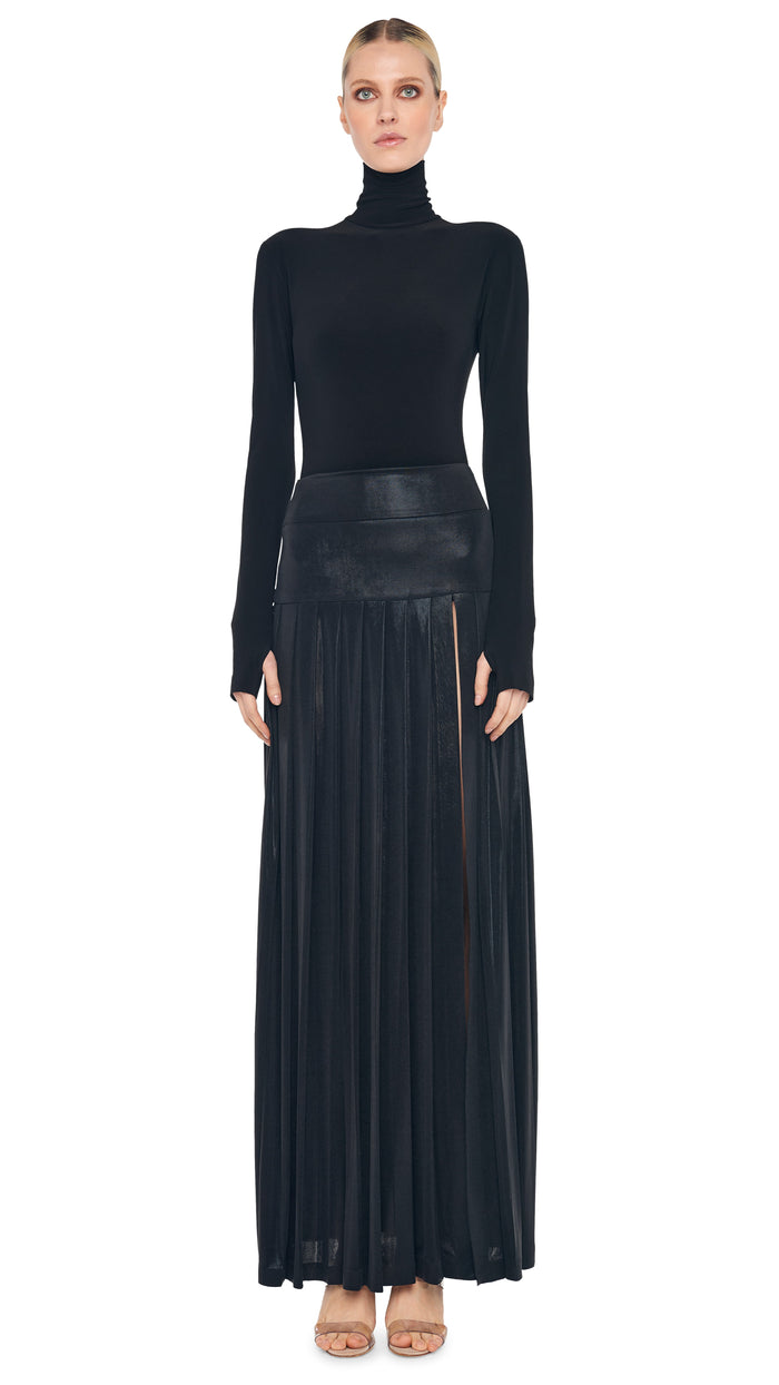 PLEATED LONG SKIRT WITH SLIT #1