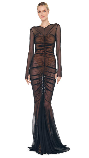 LS SHIRRED FISHTAIL GOWN / BISHOP #1 Thumbnail