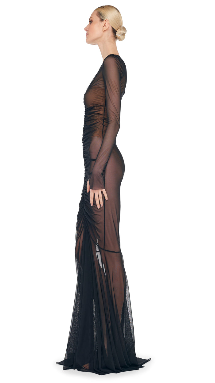 LS SHIRRED FISHTAIL GOWN / BISHOP #2