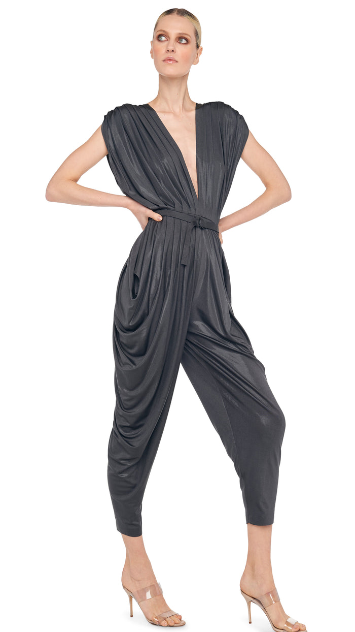 SQUARE SLEEVE WATERFALL JUMPSUIT #4