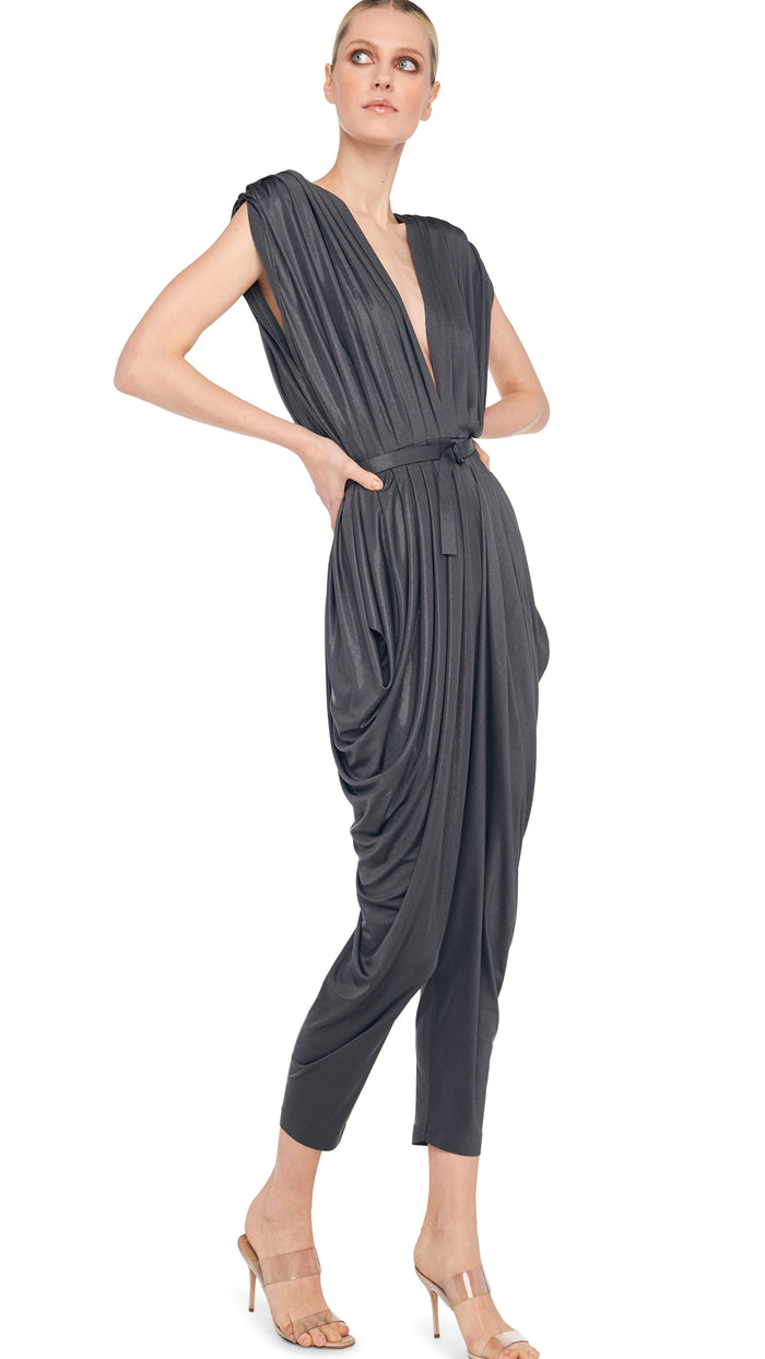 SQUARE SLEEVE WATERFALL JUMPSUIT #5