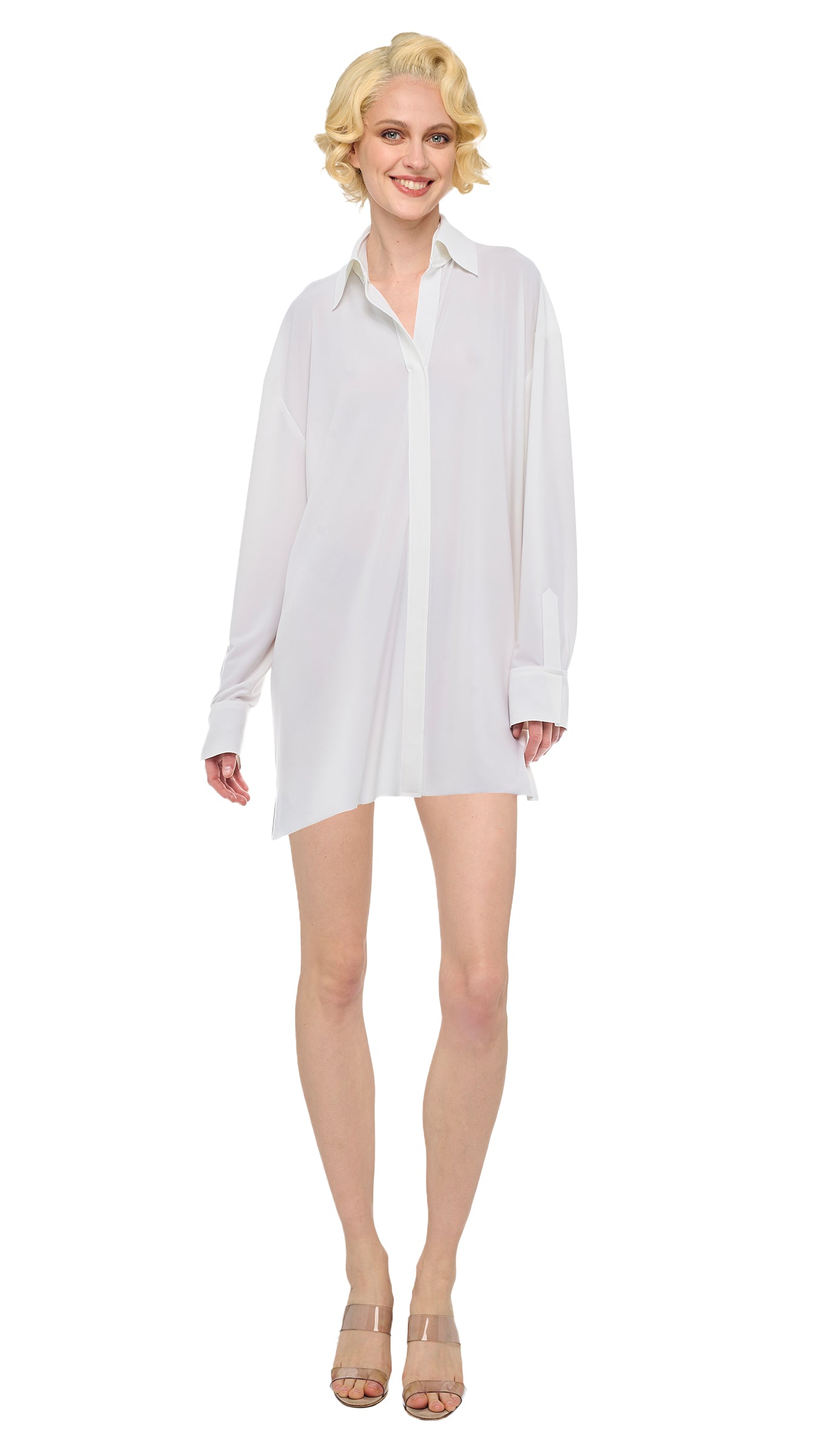 Norma Kamali Oversized NK Shirt Dress - Snow White / Size S Norma Kamali Oversized NK Shirt Dress - Snow White / Size S