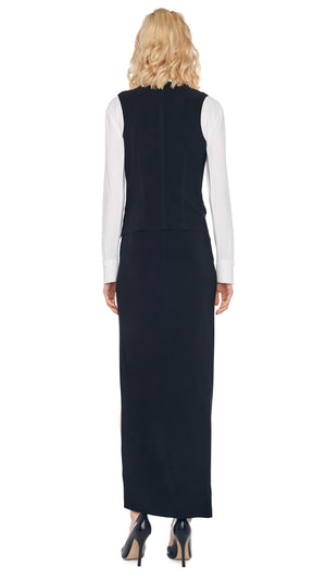 SIDE SLIT LONG SKIRT with VEST WITH LAPEL #3 Thumbnail