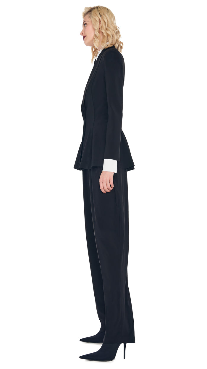 TAPERED PLEATED TROUSER with SINGLE BREASTED PEPLUM JACKET #2