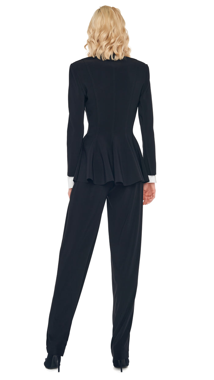TAPERED PLEATED TROUSER with SINGLE BREASTED PEPLUM JACKET #3