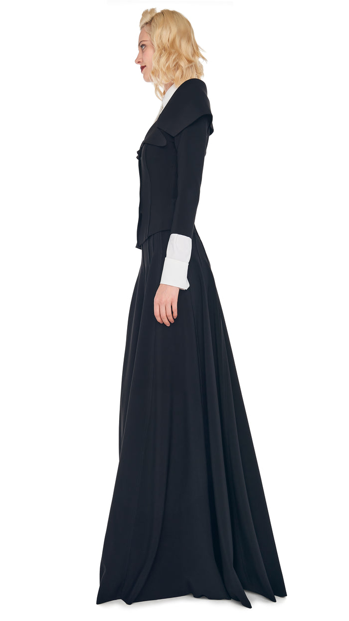 LONG GRACE SKIRT with OFF SHOULDER SINGLE BREASTED JACKET #2