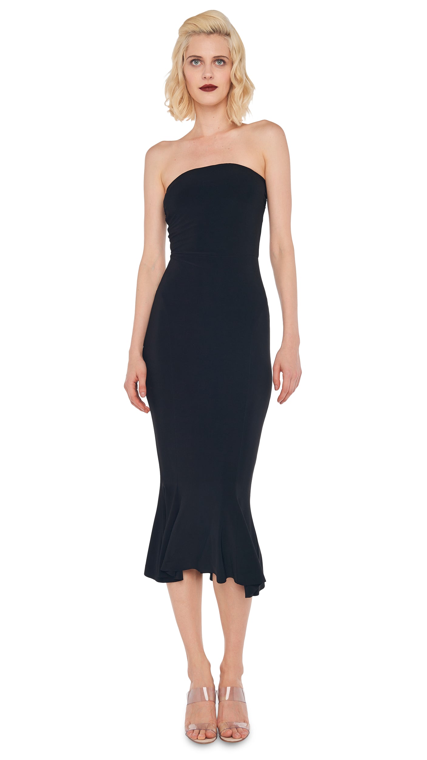 norma kamali off shoulder fishtail dress Norma Kamali Off Shoulder Fishtail Dress in Black