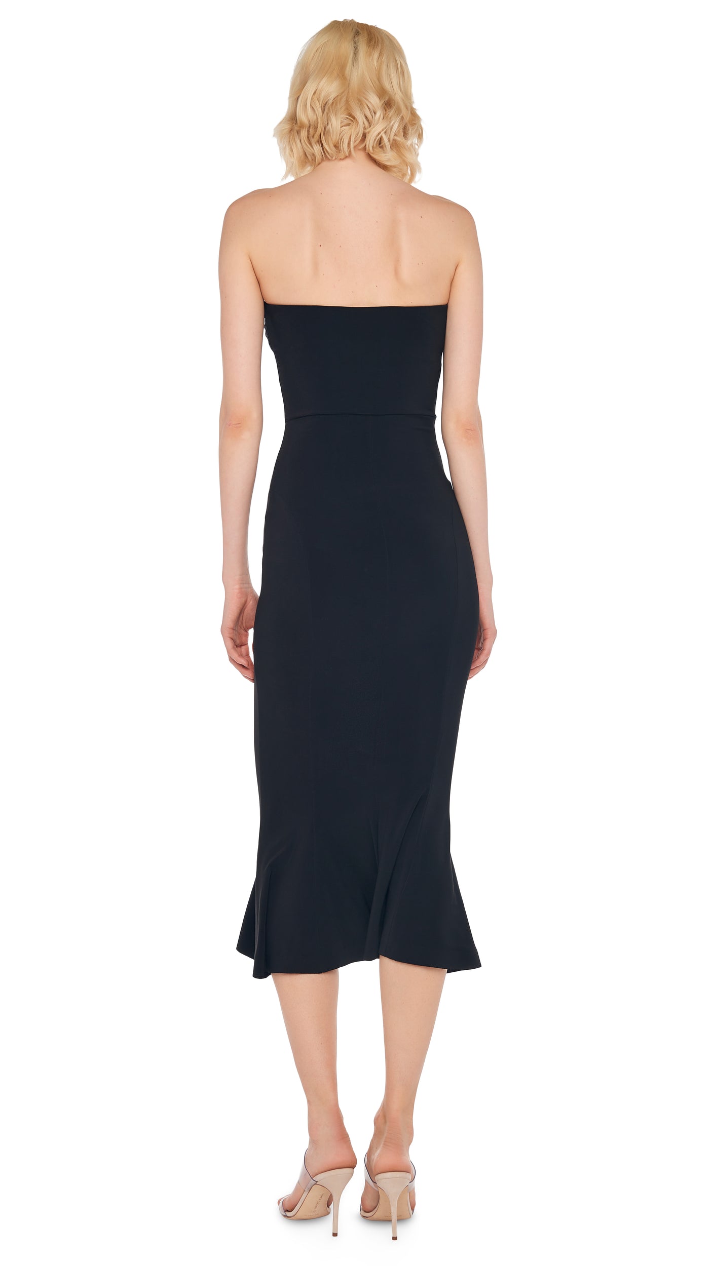 norma kamali off shoulder fishtail dress Norma Kamali Strapless Fishtail Dress