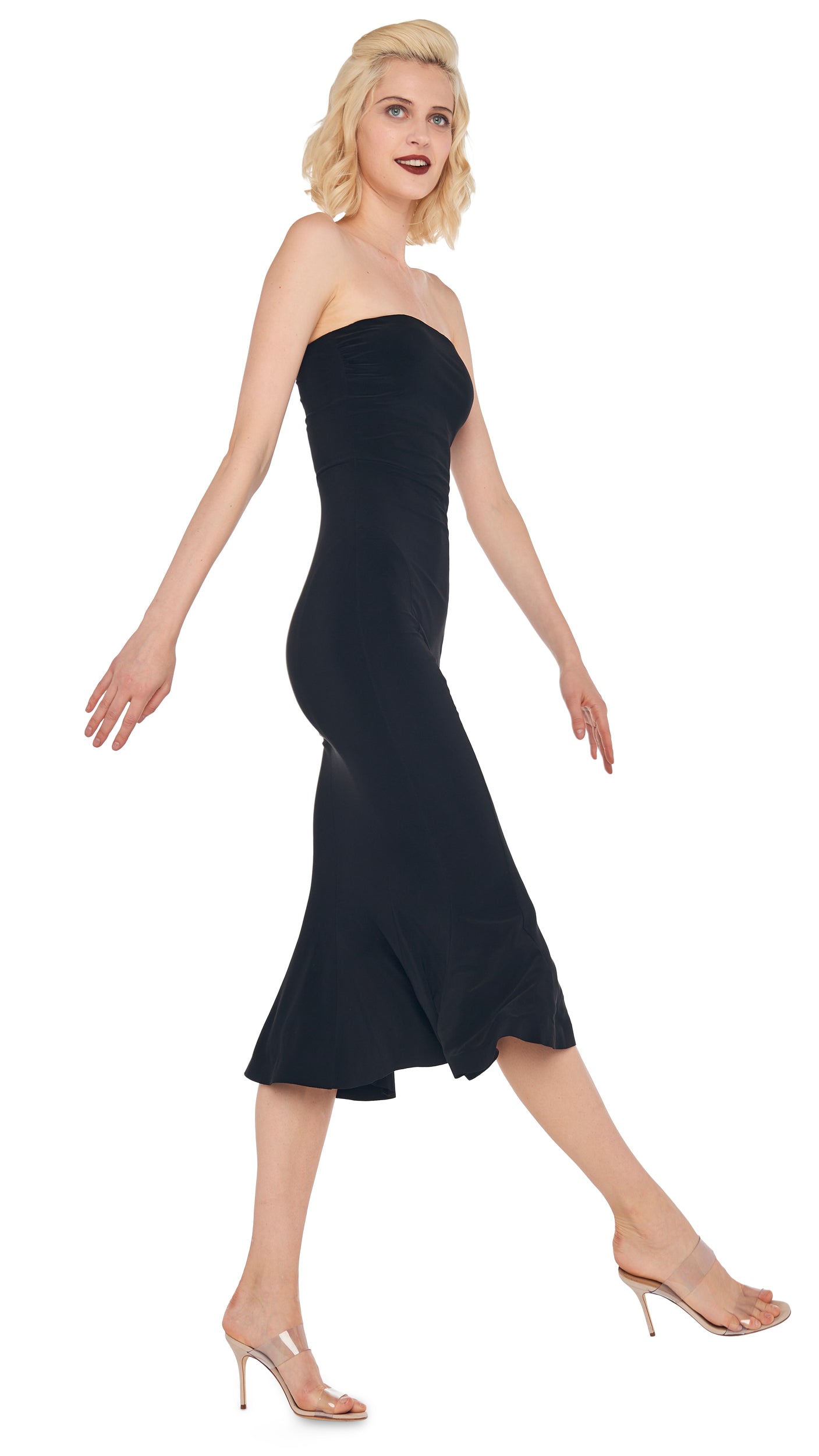 STRAPLESS FISHTAIL DRESS – Black – Norma Kamali STRAPLESS FISHTAIL DRESS – Black – Norma Kamali