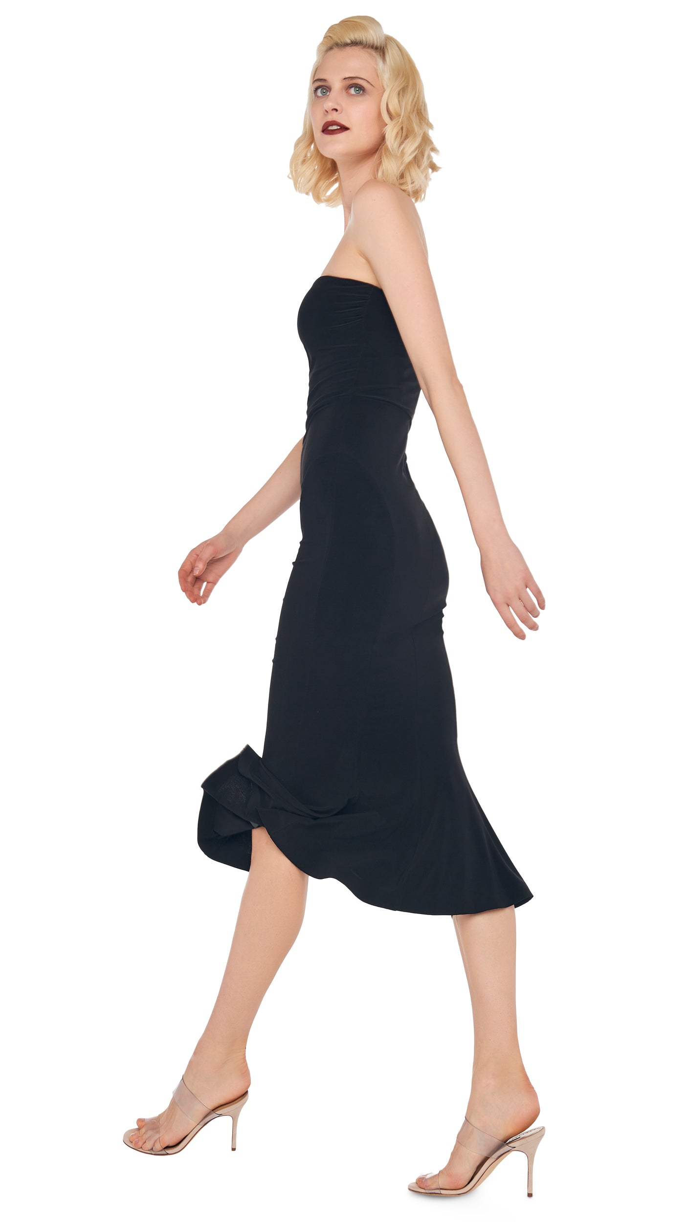 Women's Strapless Tailored Midi Dress