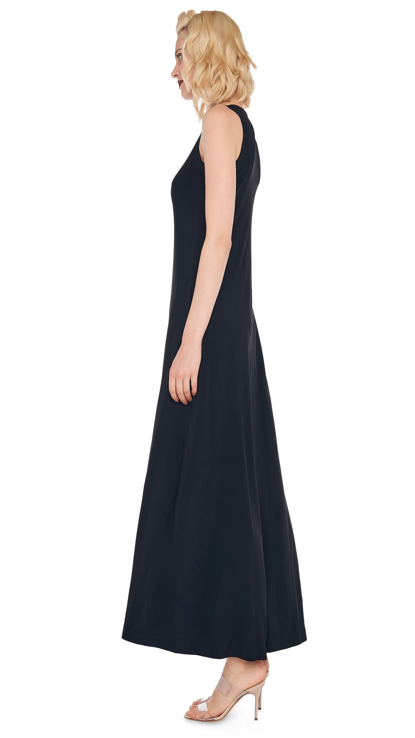 Norma Kamali Sleeveless Long Swing Dress - Black / Size XL Norma Kamali Sleeveless Long Swing Dress - Black / Size XL