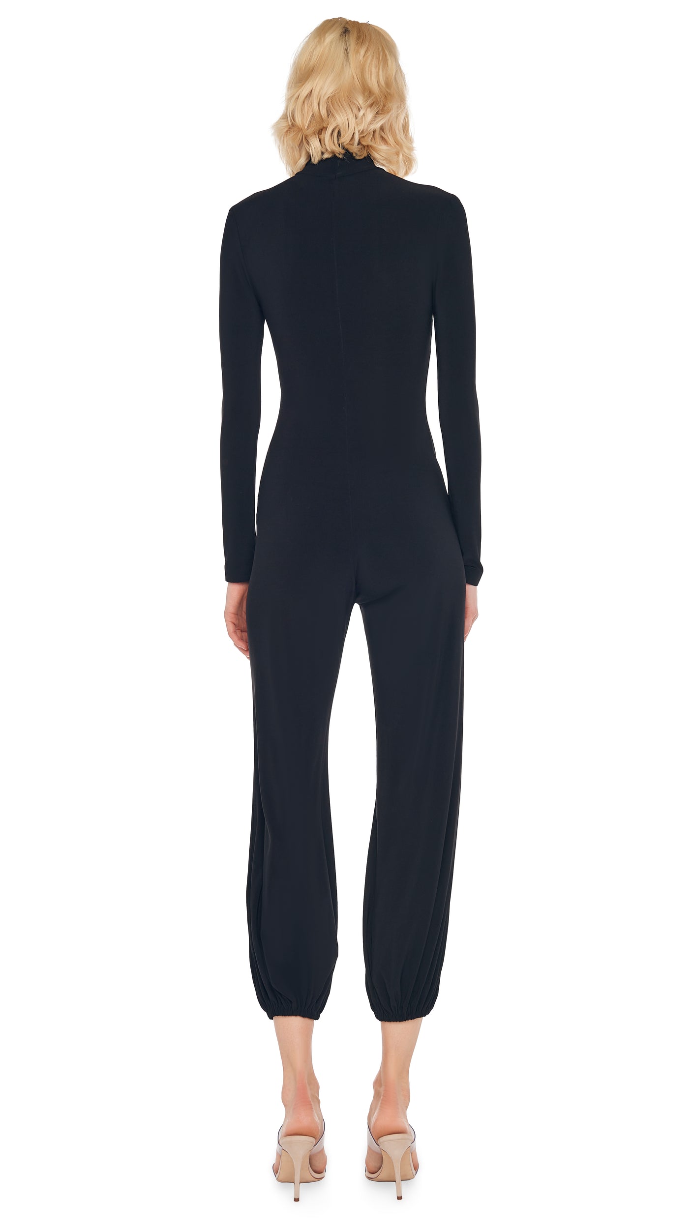 Norma Kamali Women's Long Sleeve Turtleneck Jumpsuit, Black, L