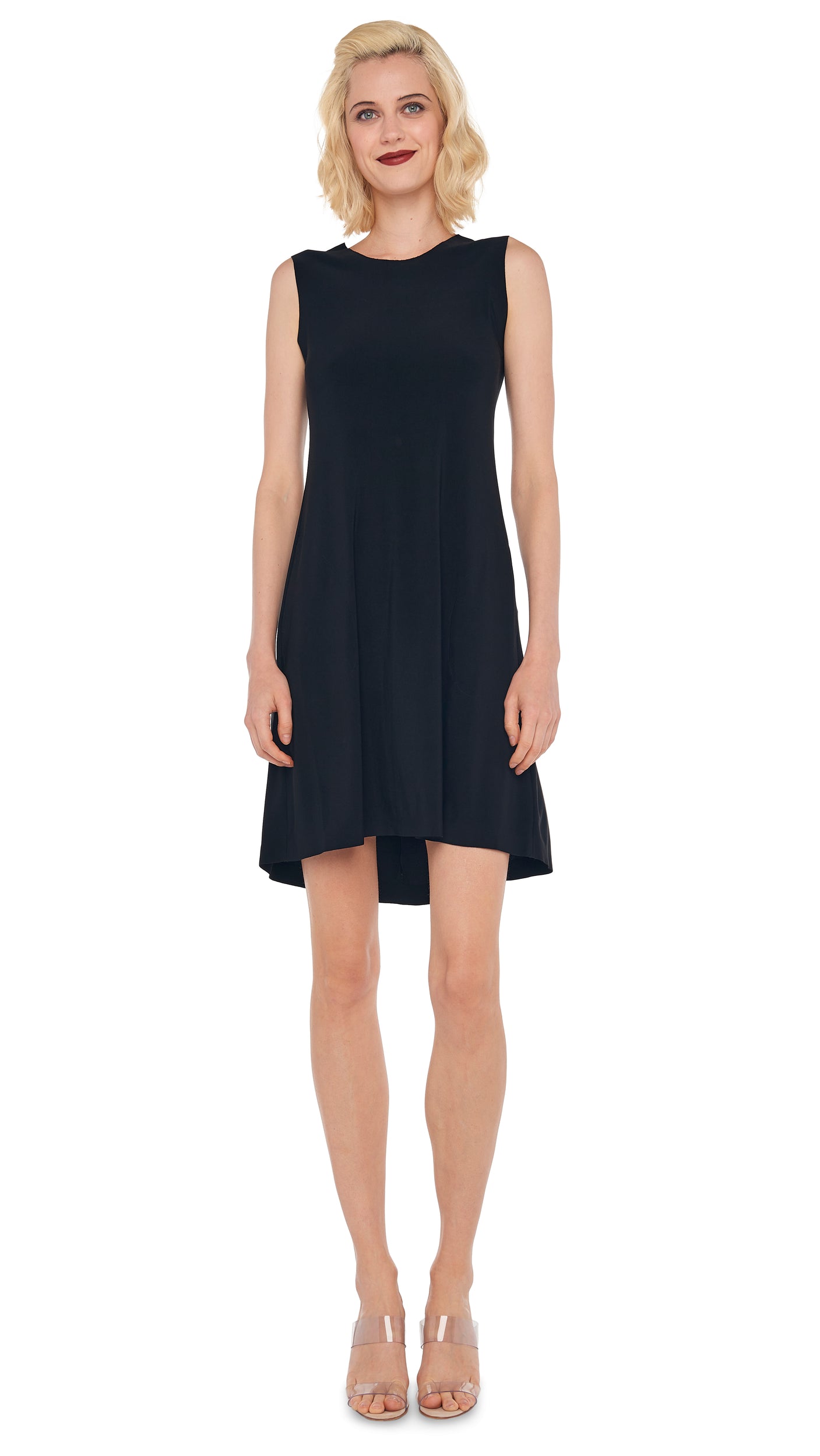 short black swing dress Little Black Dress, Knee Length Swing Dress, Cap Sleeve Modest Party Dress From Women, Summer Linen Midi Dress, Fit and Flared Dress 1263#