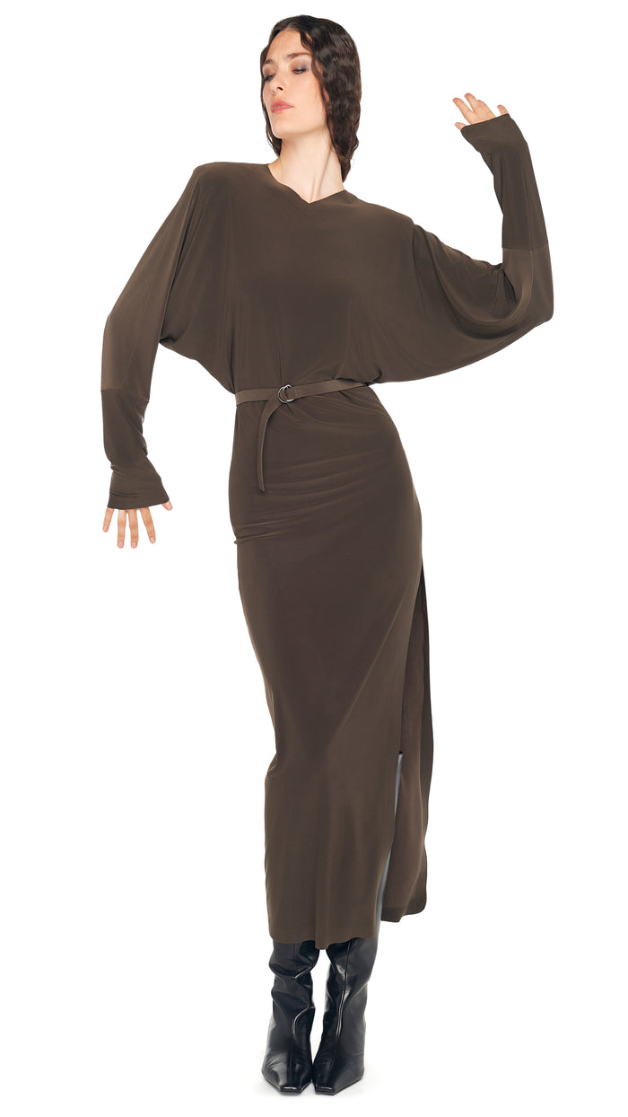 DOLMAN SIDE SLIT GOWN W/ SHOULDER PADS #5