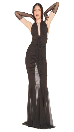 HALTER SHIRRED FRONT FISHTAIL GOWN #9 Thumbnail