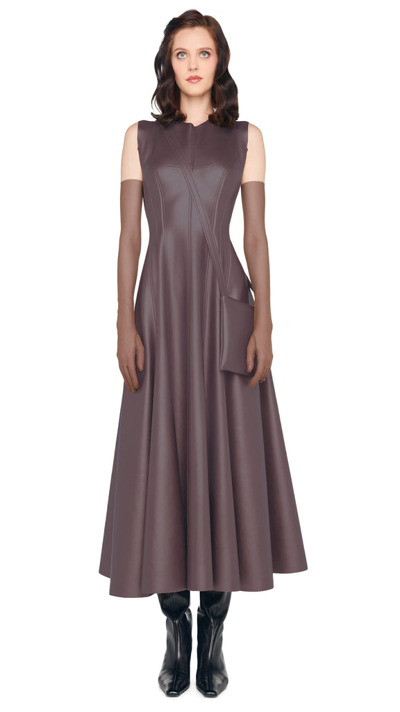 SLEEVELESS GRACE DRESS – Chocolate – Norma Kamali