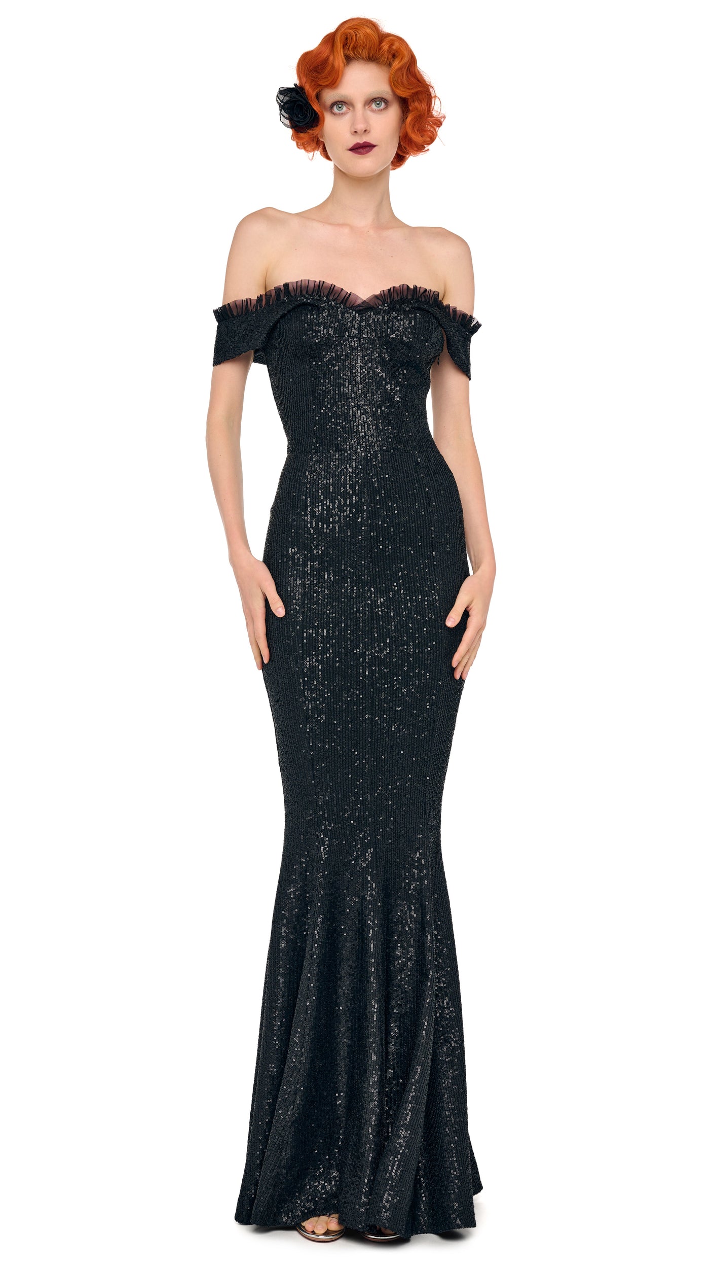Norma Kamali Double Drop Shoulder Grace Fishtail Gown