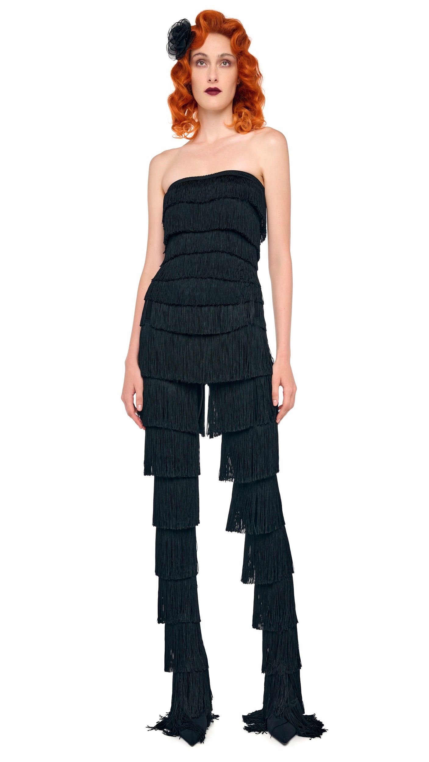 FRINGE SPAT LEGGING – Black – Norma Kamali