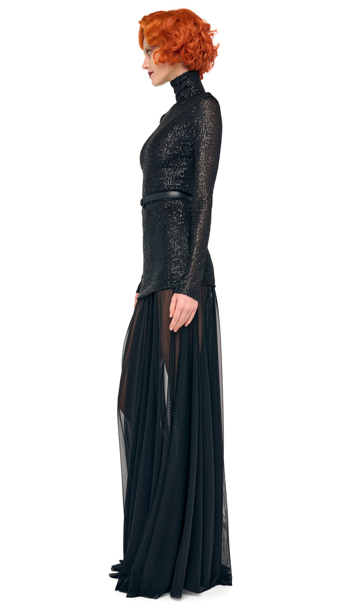 LS TURTLENECK COMBO FLARED GOWN #2