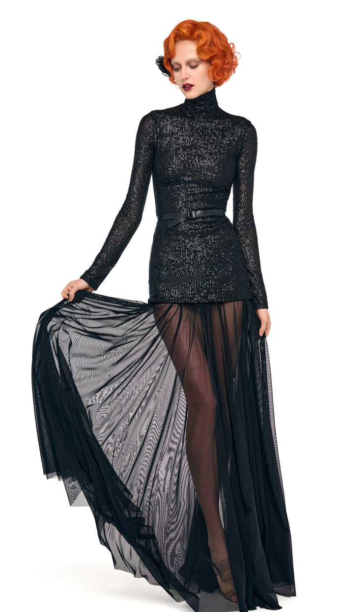 LS TURTLENECK COMBO FLARED GOWN #5