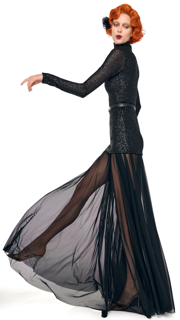 LS TURTLENECK COMBO FLARED GOWN #6