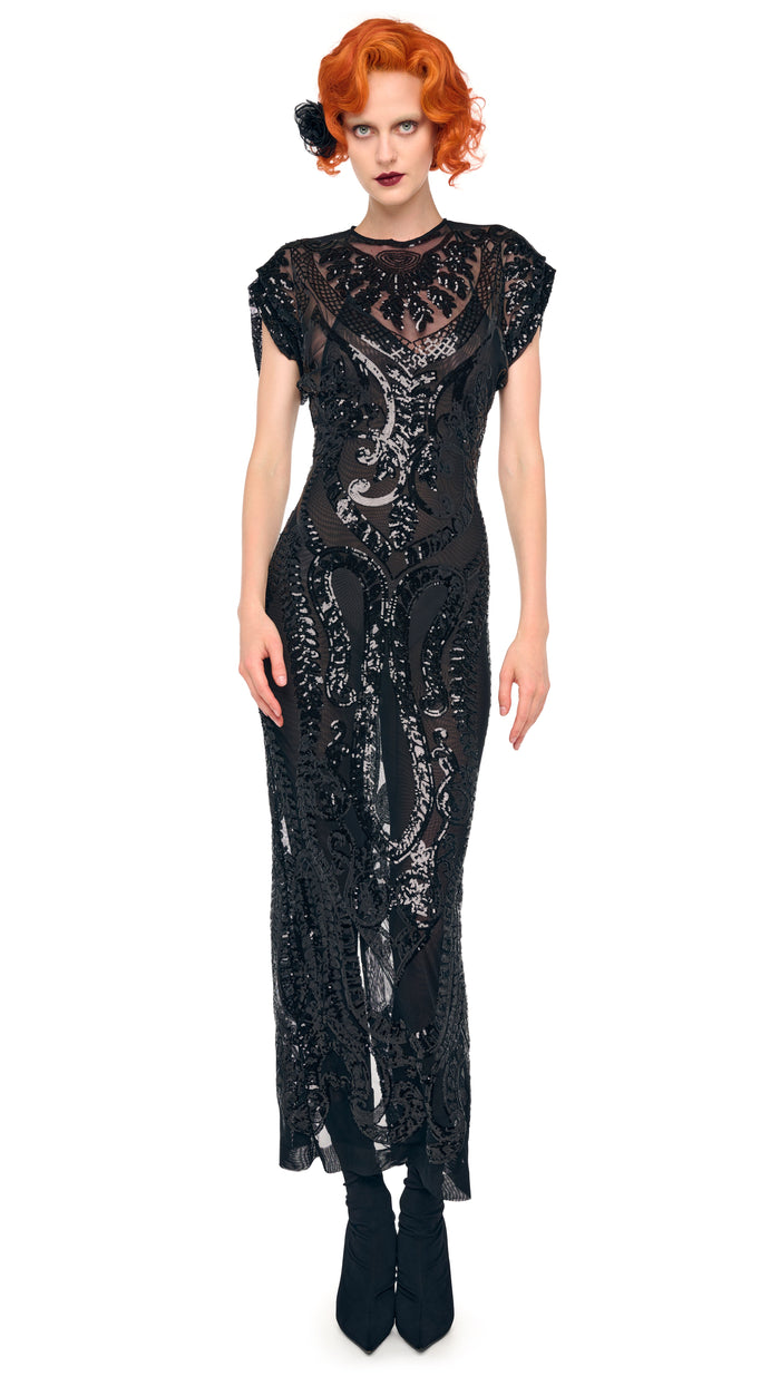 CAP SLEEVE LONG DRESS #1