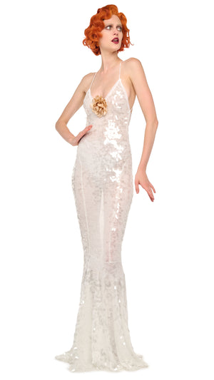 LOW BACK FARA SLIP FISHTAIL GOWN #8 Thumbnail