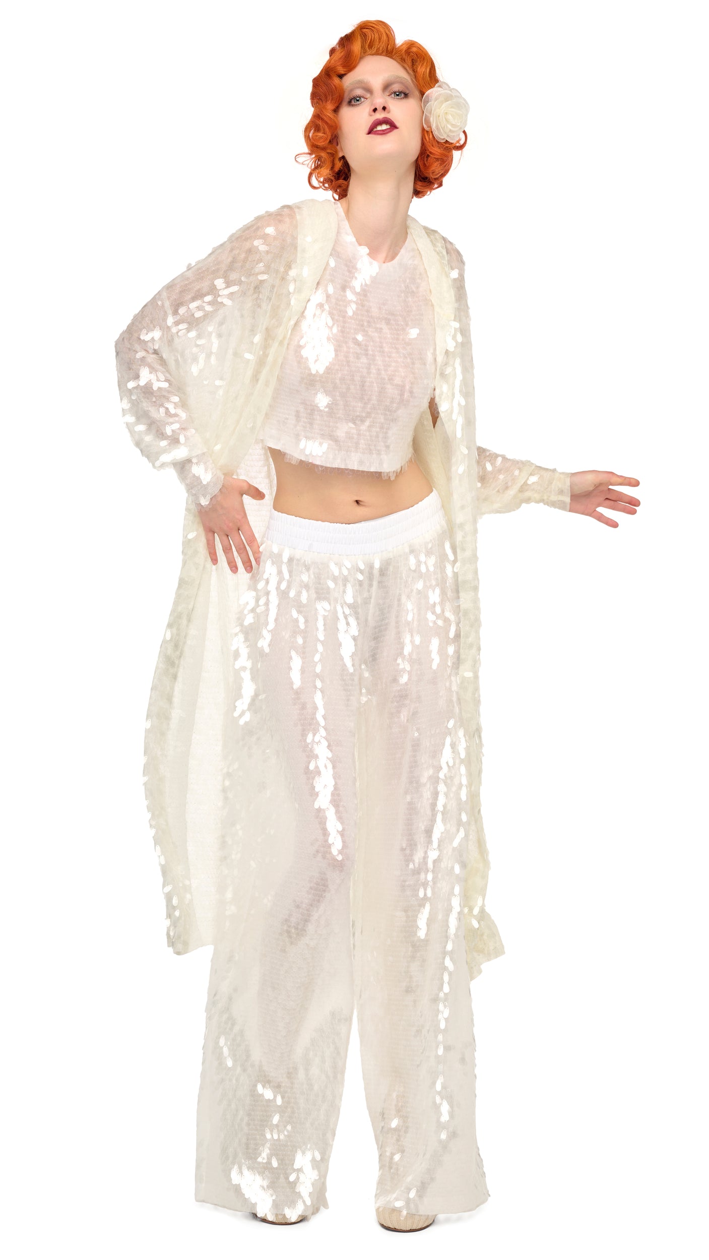 BOYFRIEND ELEPHANT SWEATPANT – Clear/White – Norma Kamali