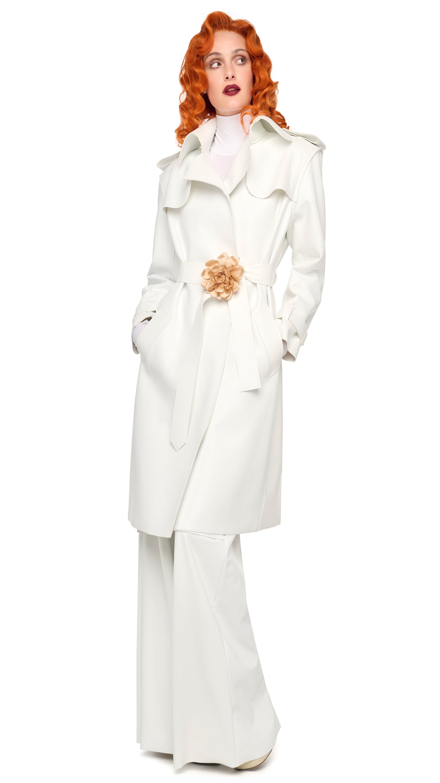 DOUBLE BREASTED TRENCH – Snow White – Norma Kamali