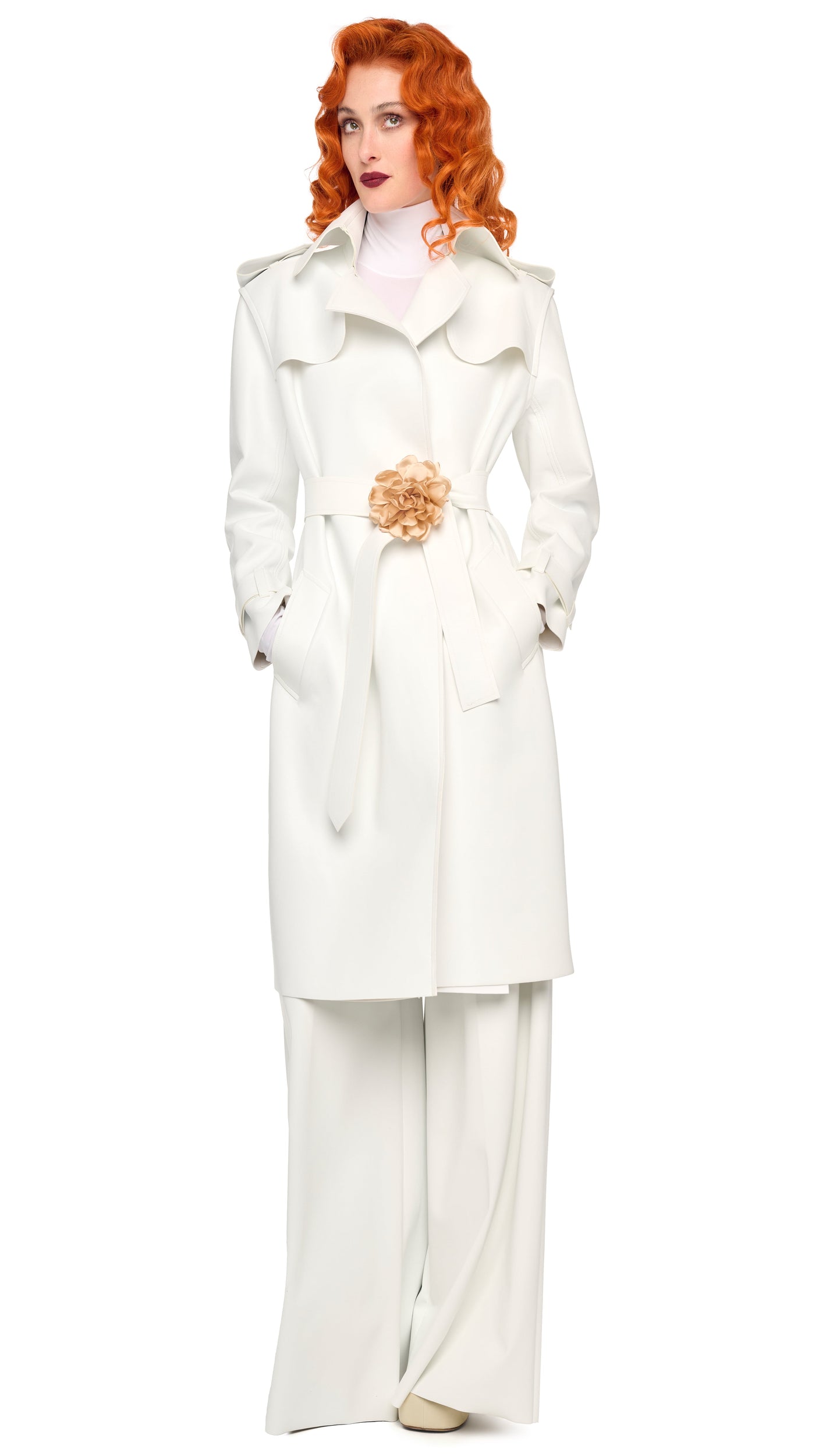 DOUBLE BREASTED TRENCH – Snow White – Norma Kamali