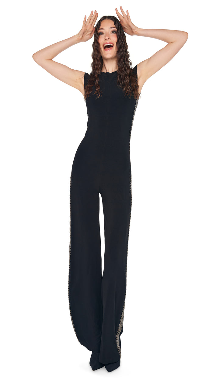 GUNMETAL STUD SLEEVELESS JUMPSUIT #4