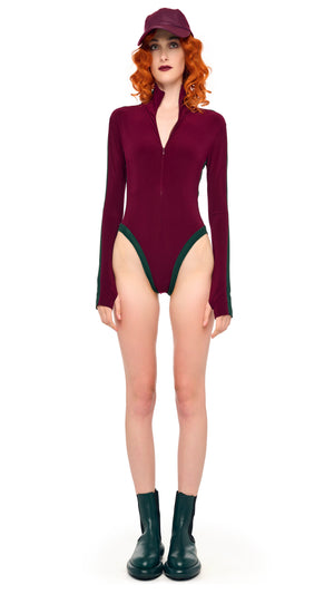 SIDE STRIPE ZIP FRONT L/S TURTLENECK BODYSUIT #7 Thumbnail