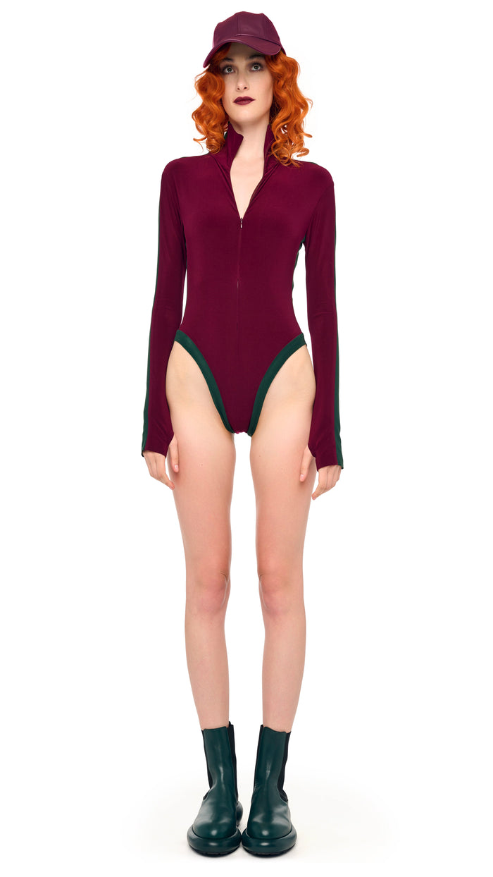 SIDE STRIPE ZIP FRONT L/S TURTLENECK BODYSUIT #7