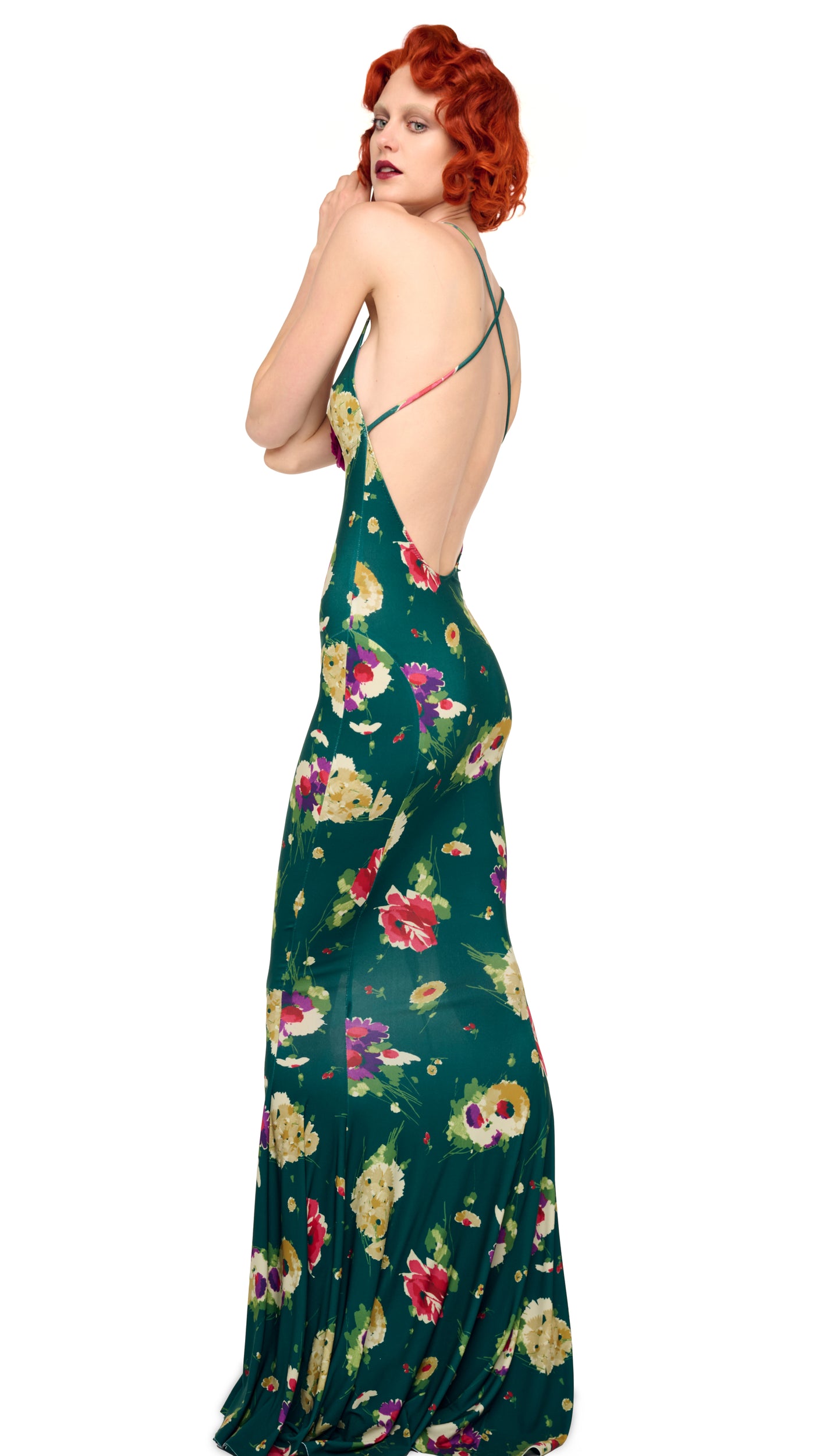 low back slip dress Norma Kamali Low Back Slip Fishtail Gown