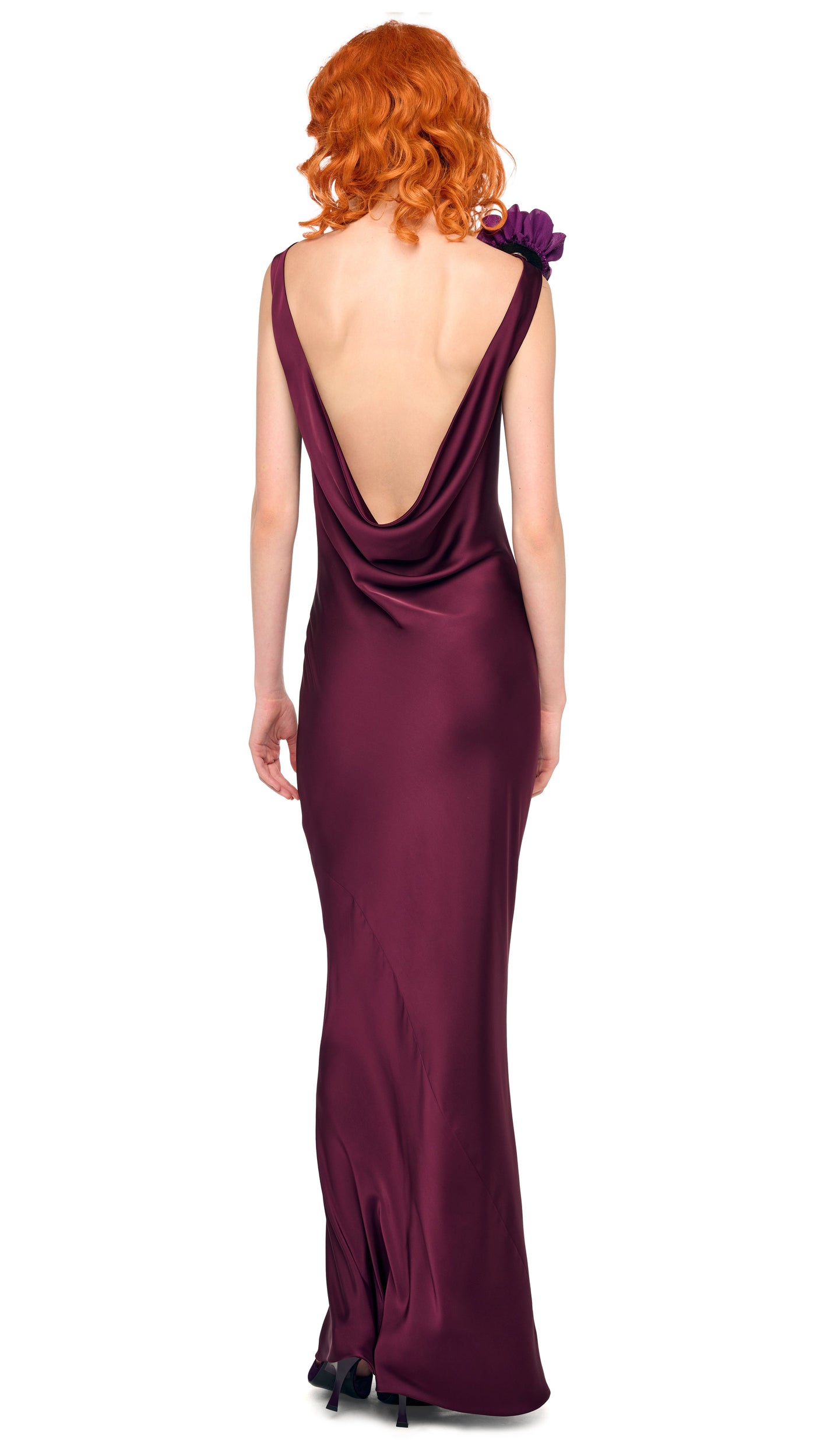 Norma Kamali Low Back Drape Gown - Plum Norma Kamali Low Back Drape Gown - Plum