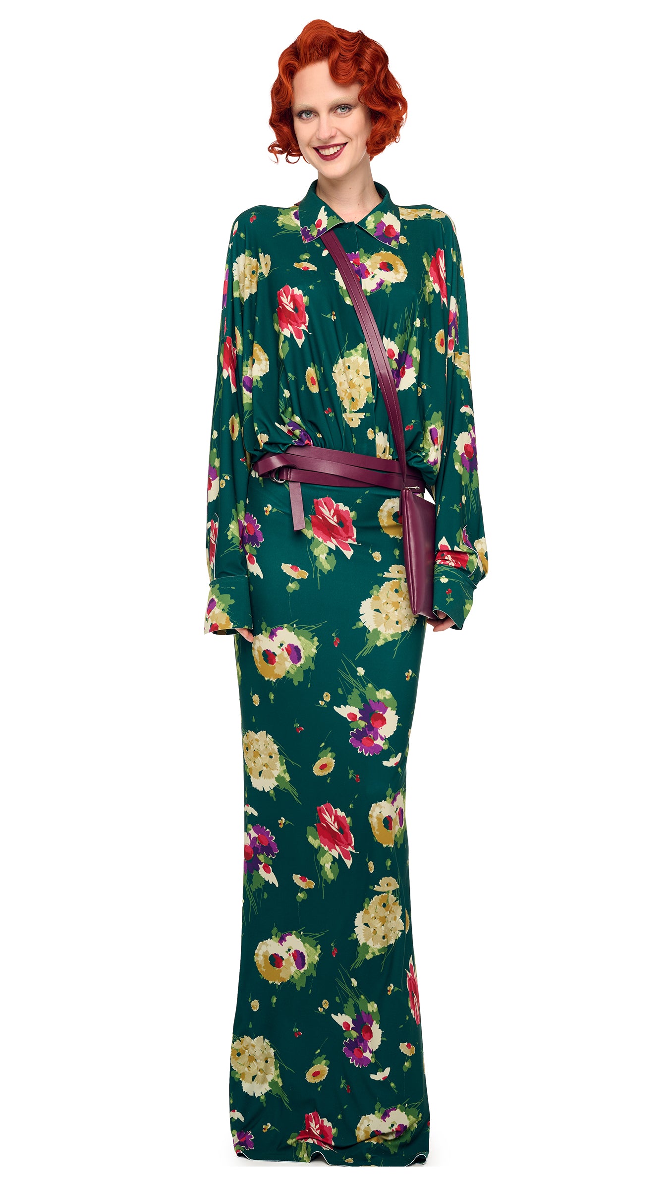 OBIE LONG SKIRT – Floral Green Multi – Norma Kamali