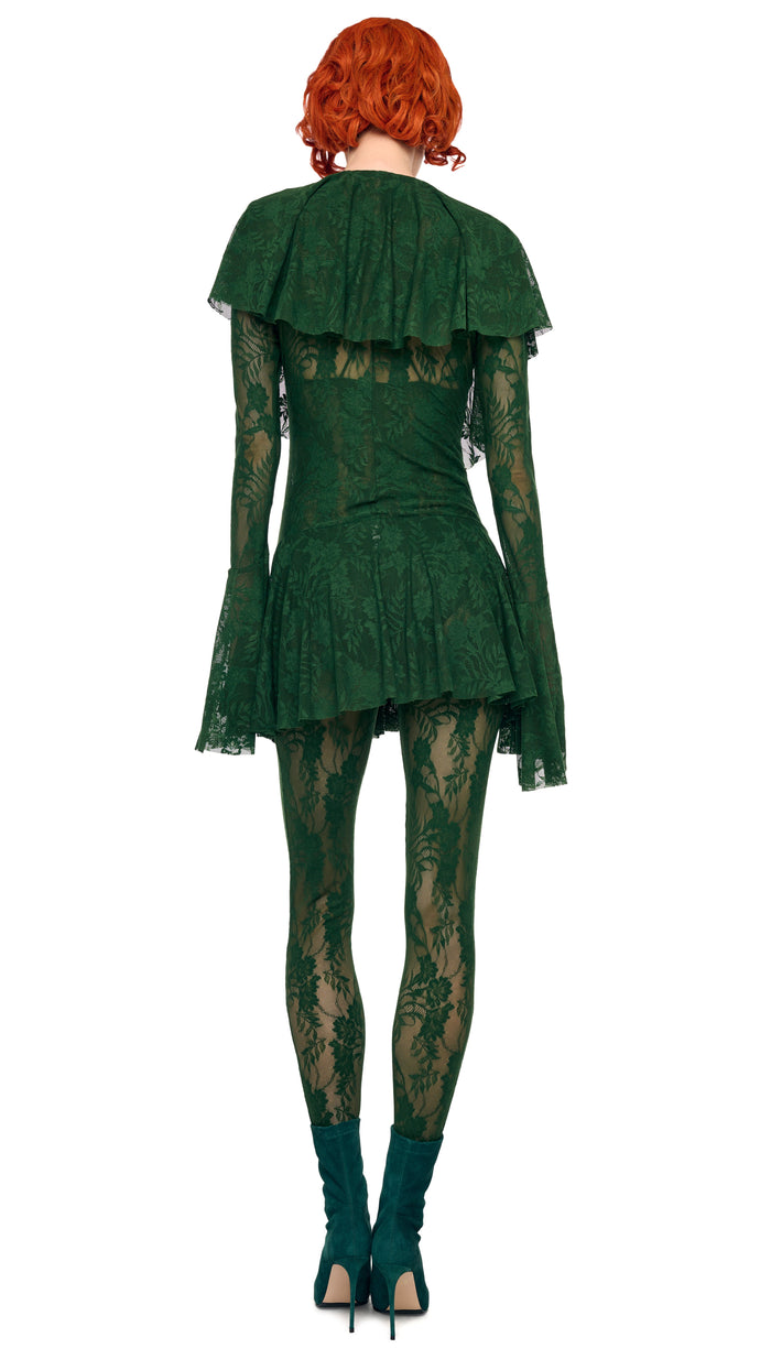 LONG SLEEVE DEEP V RUFFLE MINI DRESS #3