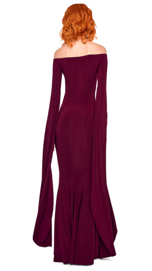 OFF SHOULDER RIBBON SLEEVE FISHTAIL GOWN #3 Thumbnail
