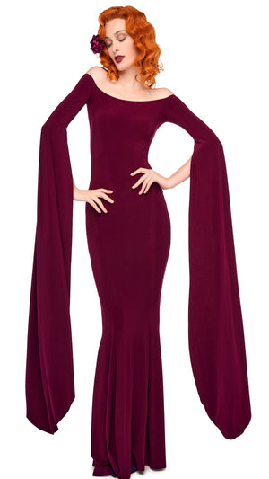 OFF SHOULDER RIBBON SLEEVE FISHTAIL GOWN #5 Thumbnail
