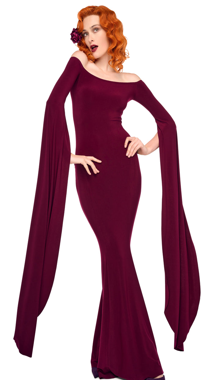 OFF SHOULDER RIBBON SLEEVE FISHTAIL GOWN #7