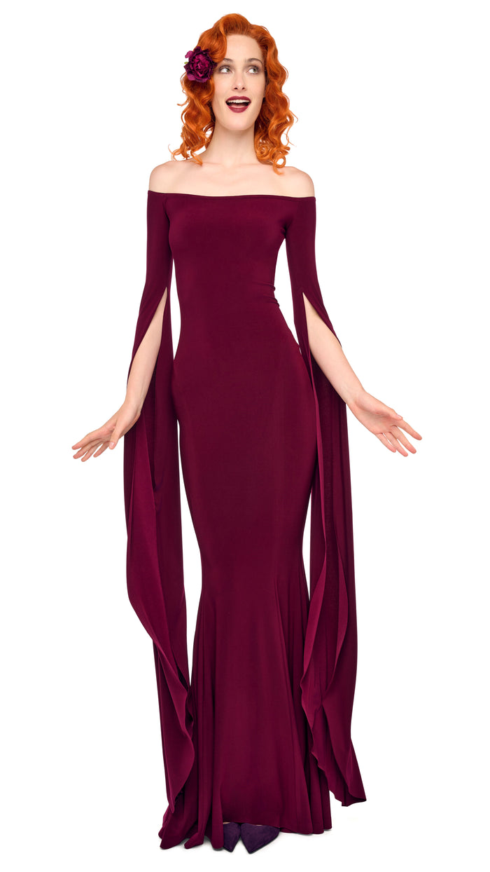 OFF SHOULDER RIBBON SLEEVE FISHTAIL GOWN #4